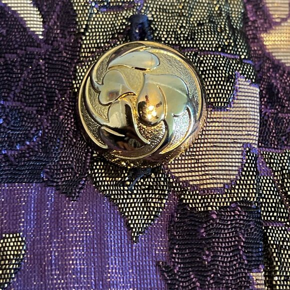 Vtg Petite Principles Floral Metallic Blouse Short Sleeves Button-Up  Size S - Picture 4 of 12